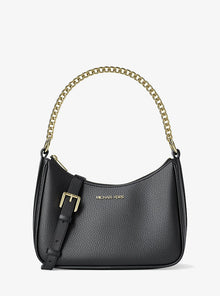 Michael Kors Jet Set Large Pebbled Leather Convertible Crossbody Bag- BLACK
