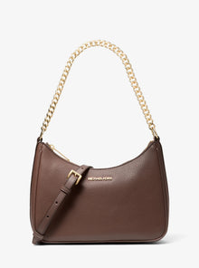 Michael Kors Jet Set Large Pebbled Leather Convertible Crossbody Bag-NUTMEG