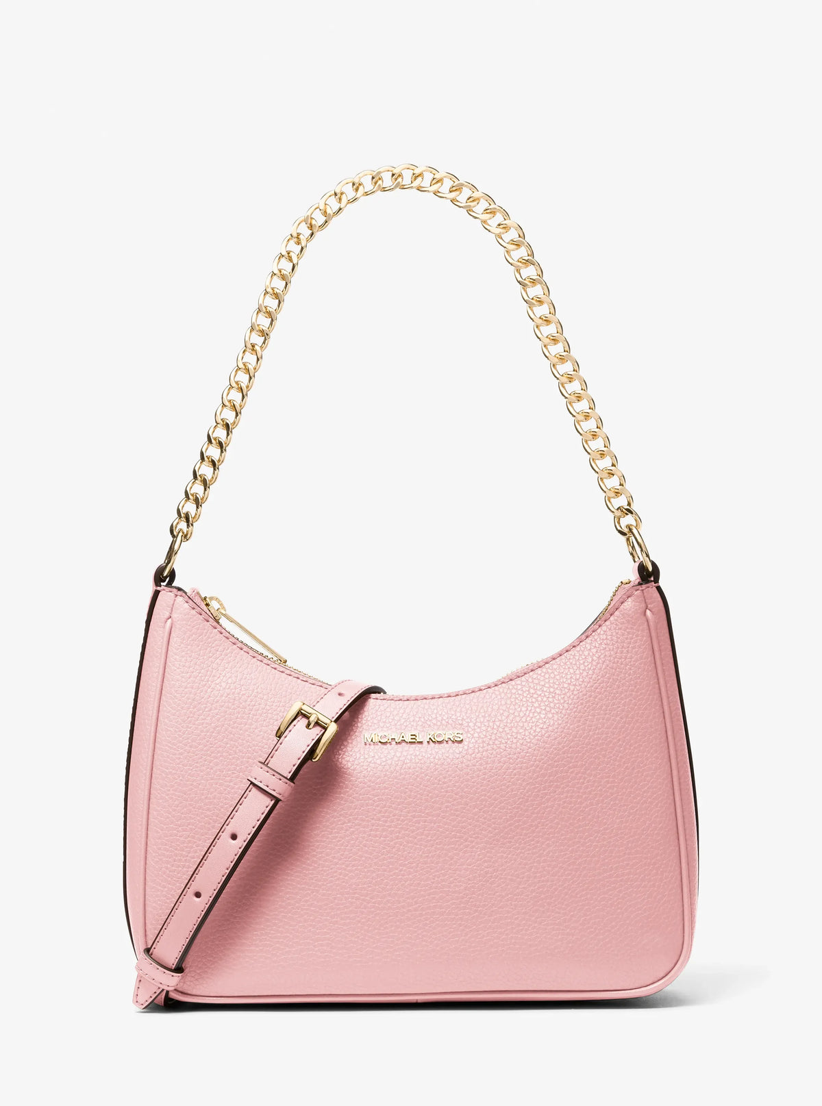 Michael Kors Jet Set Large Pebbled Leather Convertible Crossbody Bag-POWDER BLUSH