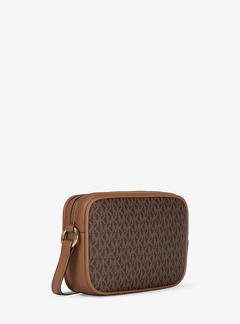 Michael Kors Jet Set Travel Large Signature logo Camera Crossbody Bag-BROWN
