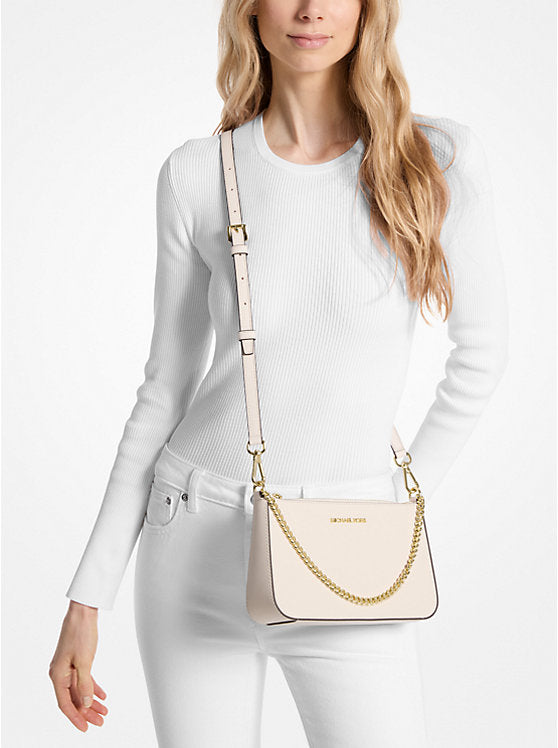 Michael Kors Jet Set Medium Saffiano Leather Crossbody Bag-LT CREAM - Hemen Teslimde