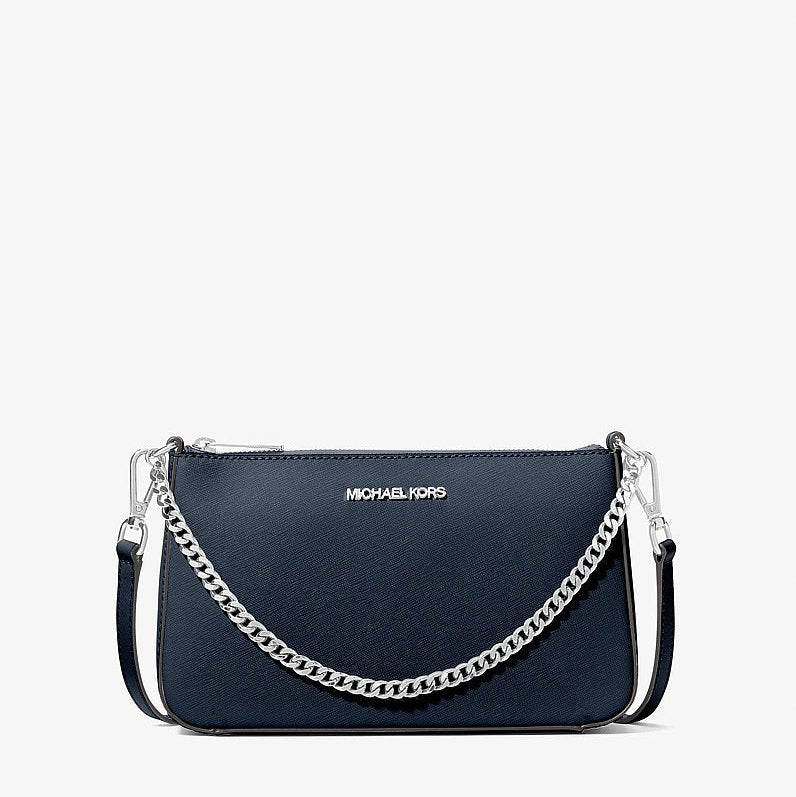 Michael Kors Jet Set Medium Saffiano Leather Crossbody Bag-NAVY Hemen Teslim