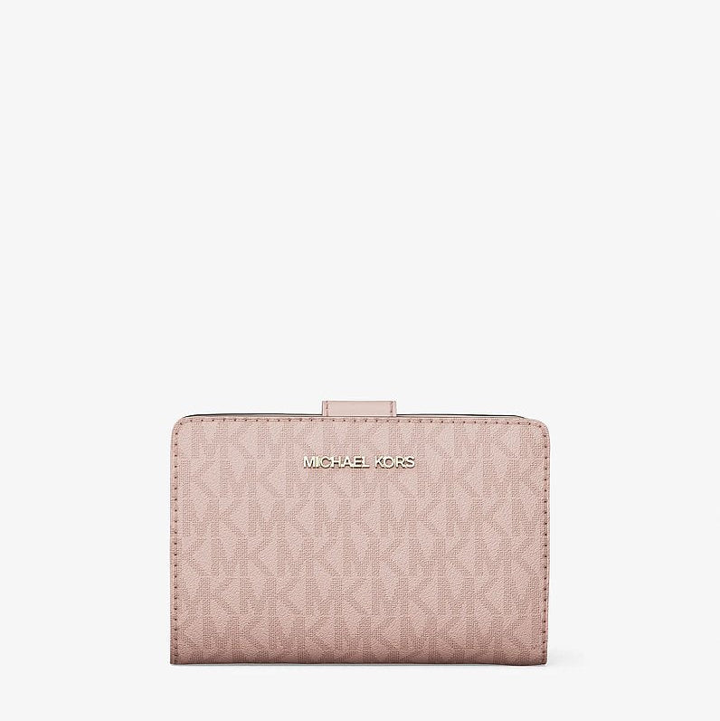 Michael Kors Jet Set Medium Signature Logo Bi-Fold Wallet-POWDER BLUSH