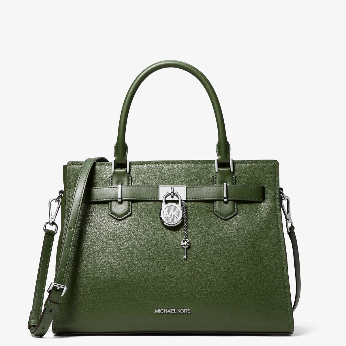 Michael Kors Landon Medium Leather Satchel-AMAZON GREEN