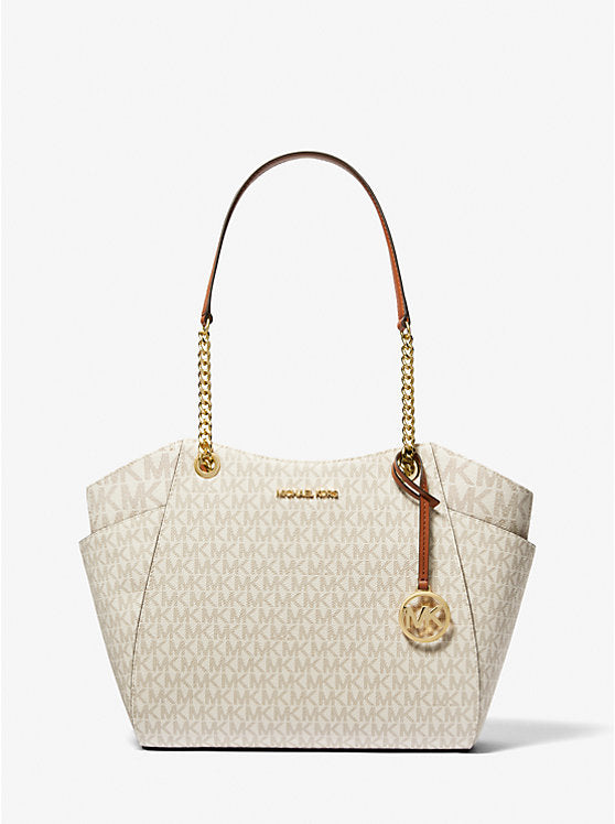 Michael Kors Jet Set Large Signature Logo Shoulder Bag-VANILLA - Hemen Teslimde