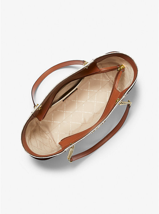 Michael Kors Jet Set Large Signature Logo Shoulder Bag-VANILLA