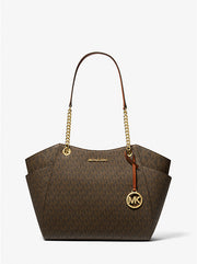 Michael Kors Jet Set Large Signature Logo Shoulder Bag-BROWN - Hemen Teslimde