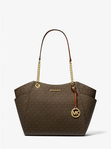 Michael Kors Jet Set Large Signature Logo Shoulder Bag-BROWN - Hemen Teslimde