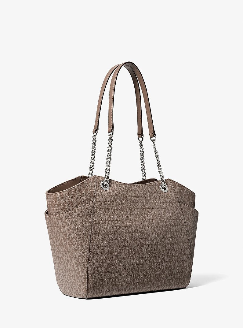 Michael Kors Jet Set Large Signature Logo Shoulder Bag-MUSHROOM