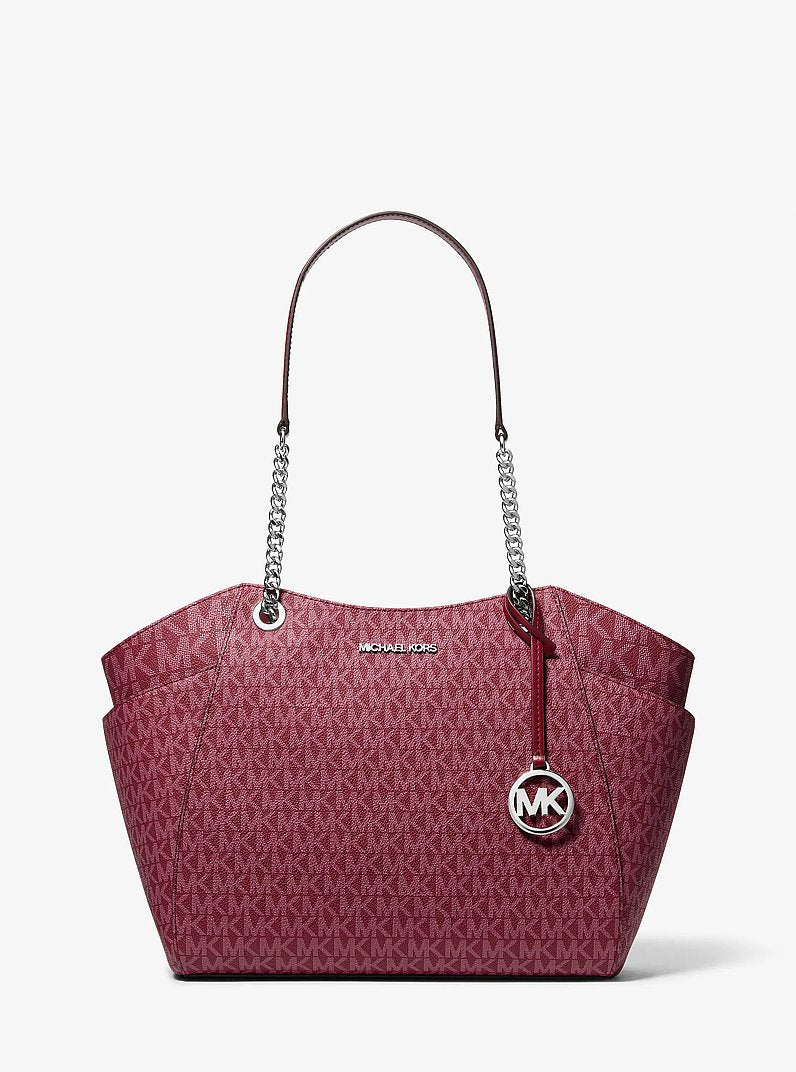 Michael Kors Jet Set Large Signature Logo Shoulder Bag-MAROON