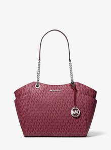 Michael Kors Jet Set Large Signature Logo Shoulder Bag-MAROON