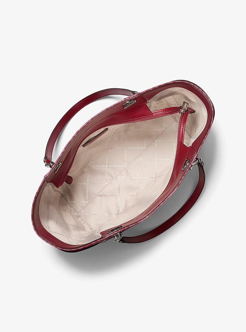 Michael Kors Jet Set Large Signature Logo Shoulder Bag-MAROON