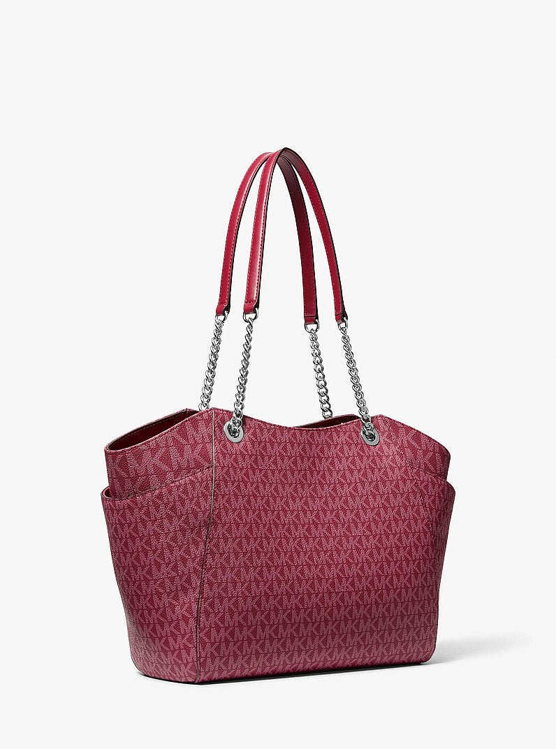 Michael Kors Jet Set Large Signature Logo Shoulder Bag-MAROON
