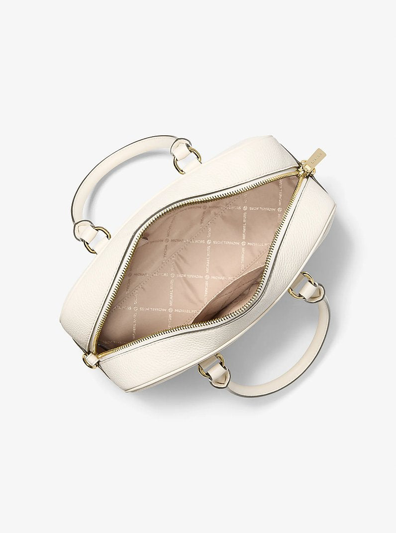 Michael Kors Thompson Pebbled Leather Satchel-LT CREAM
