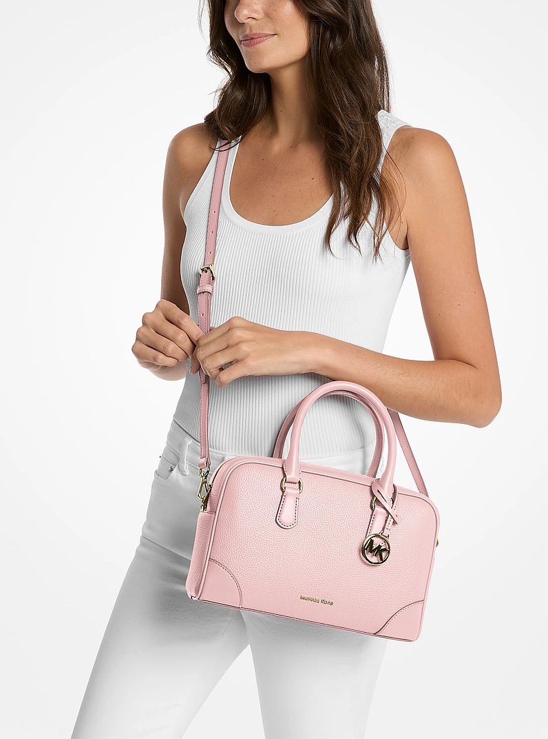 Michael Kors Thompson Pebbled Leather Satchel-POWDER BLUSH
