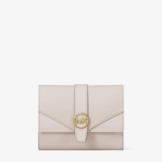 Michael Kors Greenwich Medium Saffiano Leather Trifold Wallet-LT CREAM
