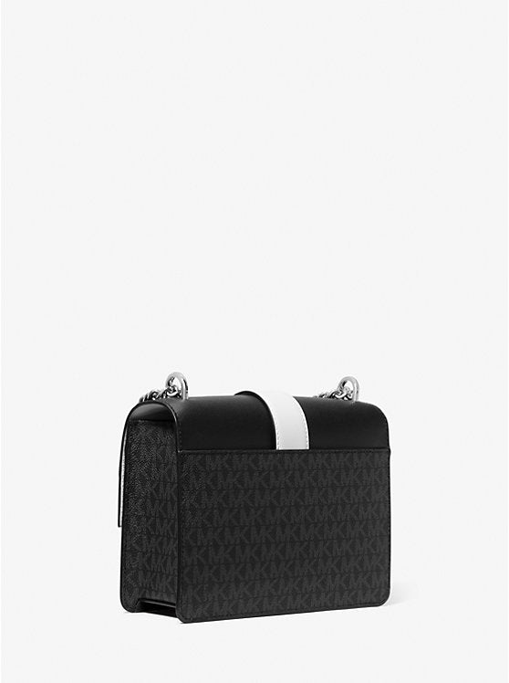 Michael Kors Greenwich Small Color-Block Signature Logo Crossbody Bag-BLACK COMBO