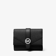 Michael Kors Greenwich Medium Leather Trifold Wallet-BLACK