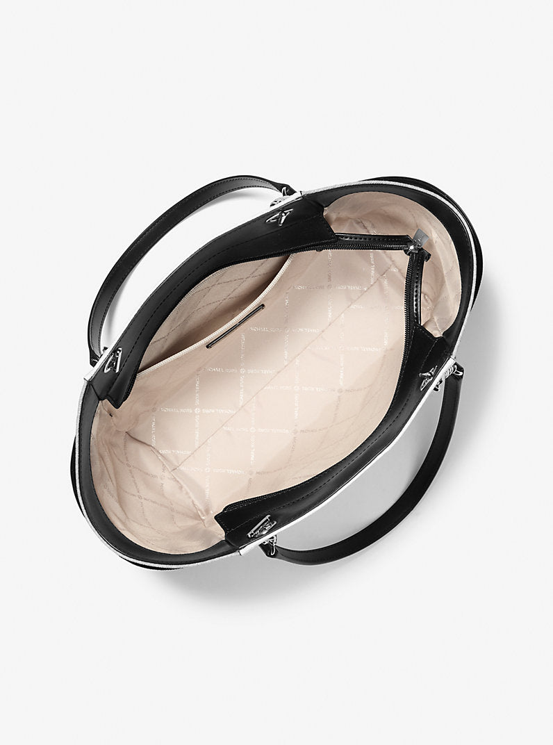 Michael Kors Jet Set Large Color-Block Signature Logo Shoulder Bag-OPWHT MULTI