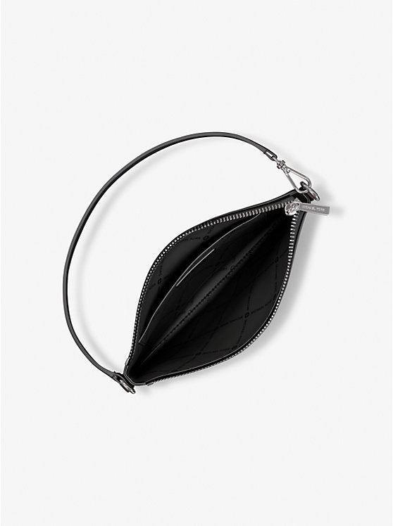 Michael Kors Jet Set Small Pebbled Leather Convertible Wristlet-BLACK