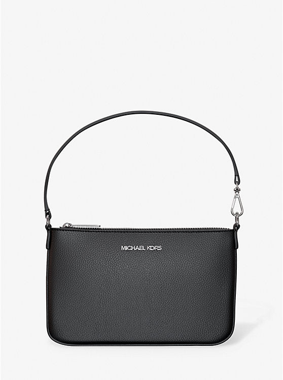Michael Kors Jet Set Small Pebbled Leather Convertible Wristlet-BLACK