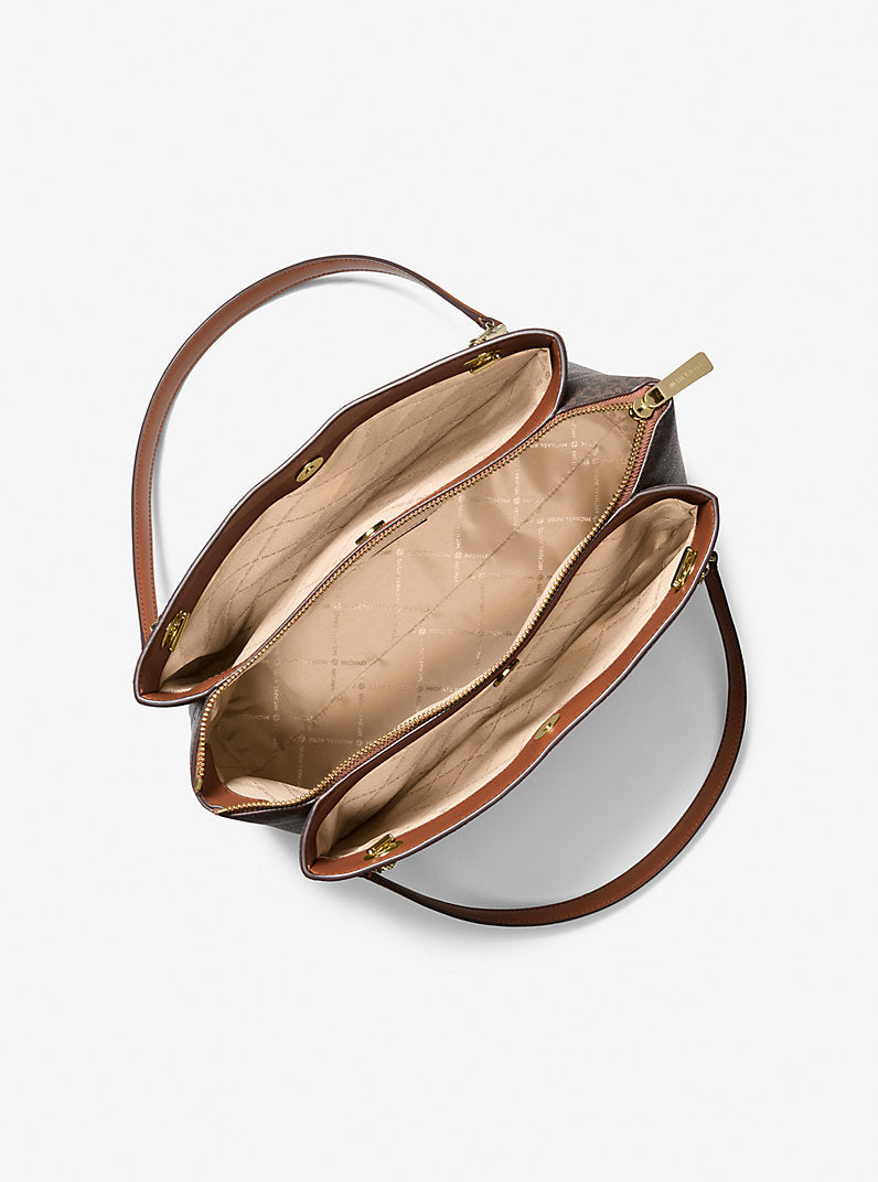 Michael Kors Soho Medium Signature Logo Tote Bag- BROWN