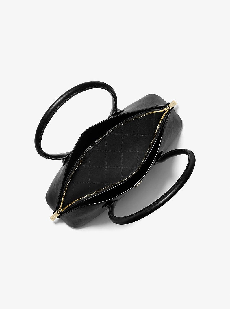 Michael Kors Petra Medium Leather Shoulder Bag-BLACK