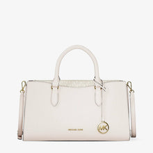 Michael Kors Arden Medium Leather Top-Zip Satchel-LT CREAM