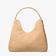 Michael Kors Nayla Medium Suede Hobo Shoulder Bag-CAMEL