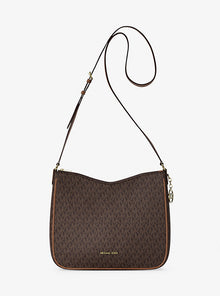 Michael Kors Nayla Medium Signature Logo Messenger Bag-BROWN