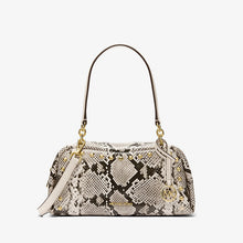 Michael Kors Cecily Small Studded Snake Embossed Shoulder Bag-LT CREAM