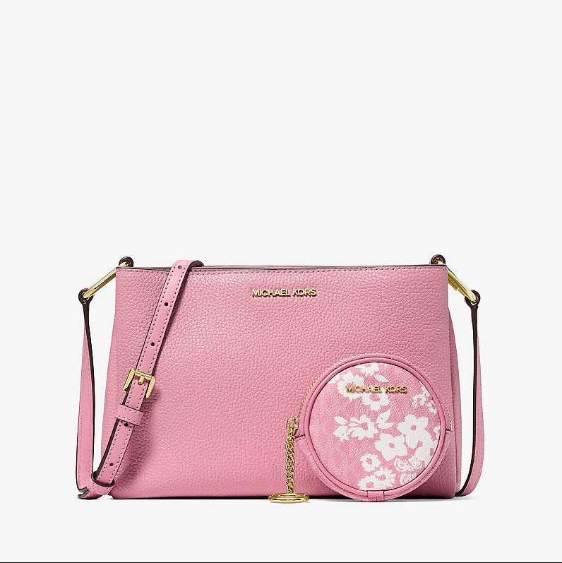 Michael Kors Trisha Pebbled Leather Crossbody Bag With Pouch-CARNATION