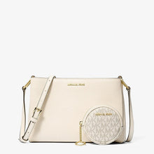 Michael Kors Trisha Pebbled Leather Crossbody Bag With Pouch Gift Set- LT CREAM