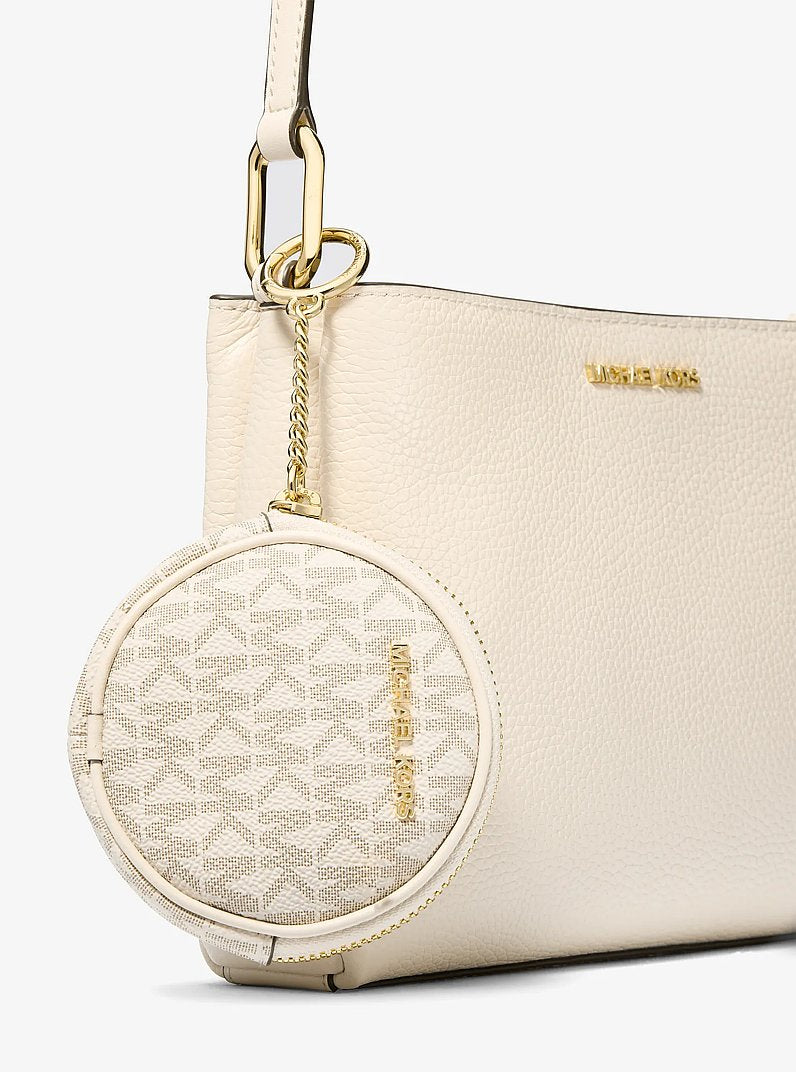Michael Kors Trisha Pebbled Leather Crossbody Bag With Pouch Gift Set- LT CREAM
