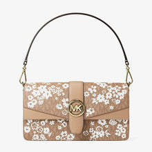 Michael Kors Greenwich Medium Printed Signature Logo Convertible Shoulder Bag-CAMEL