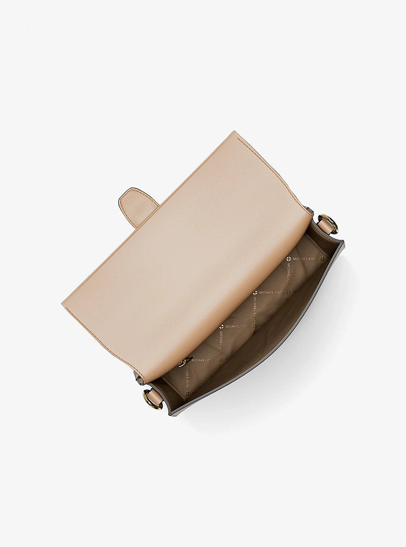 Michael Kors Greenwich Medium Printed Signature Logo Convertible Shoulder Bag-CAMEL