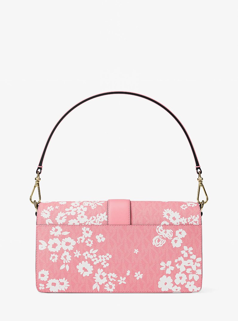 Michael Kors Greenwich Medium Printed Signature Logo Convertible Shoulder Bag-CARNATION
