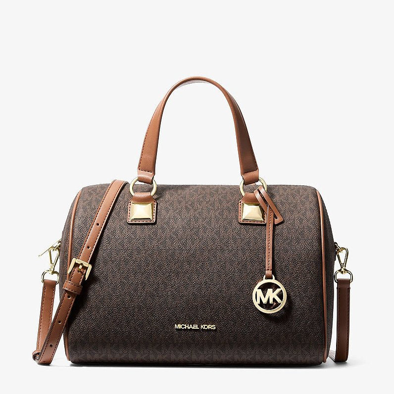 Michael Kors Grayson Medium Signature Logo Duffel Bag-BROWN