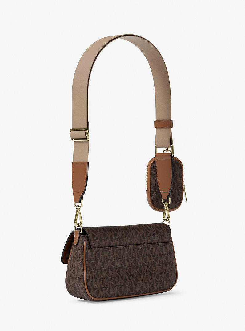 Michael Kors Jet Set Travel Small Signature Logo Crossbody Bag With Pouch-BROWN - Hemen Teslimde