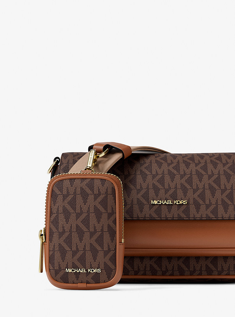 Michael Kors Jet Set Travel Small Signature Logo Crossbody Bag With Pouch-BROWN - Hemen Teslimde