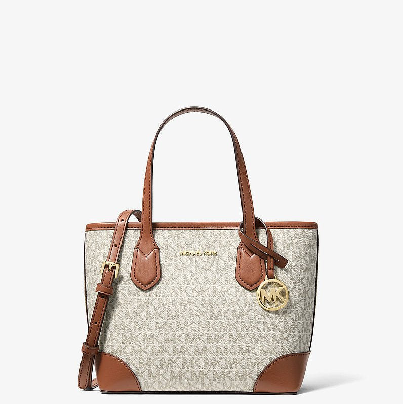 Michael Kors Eva Extra-Small Signature Logo Convertible Tote Bag- VANILLA
