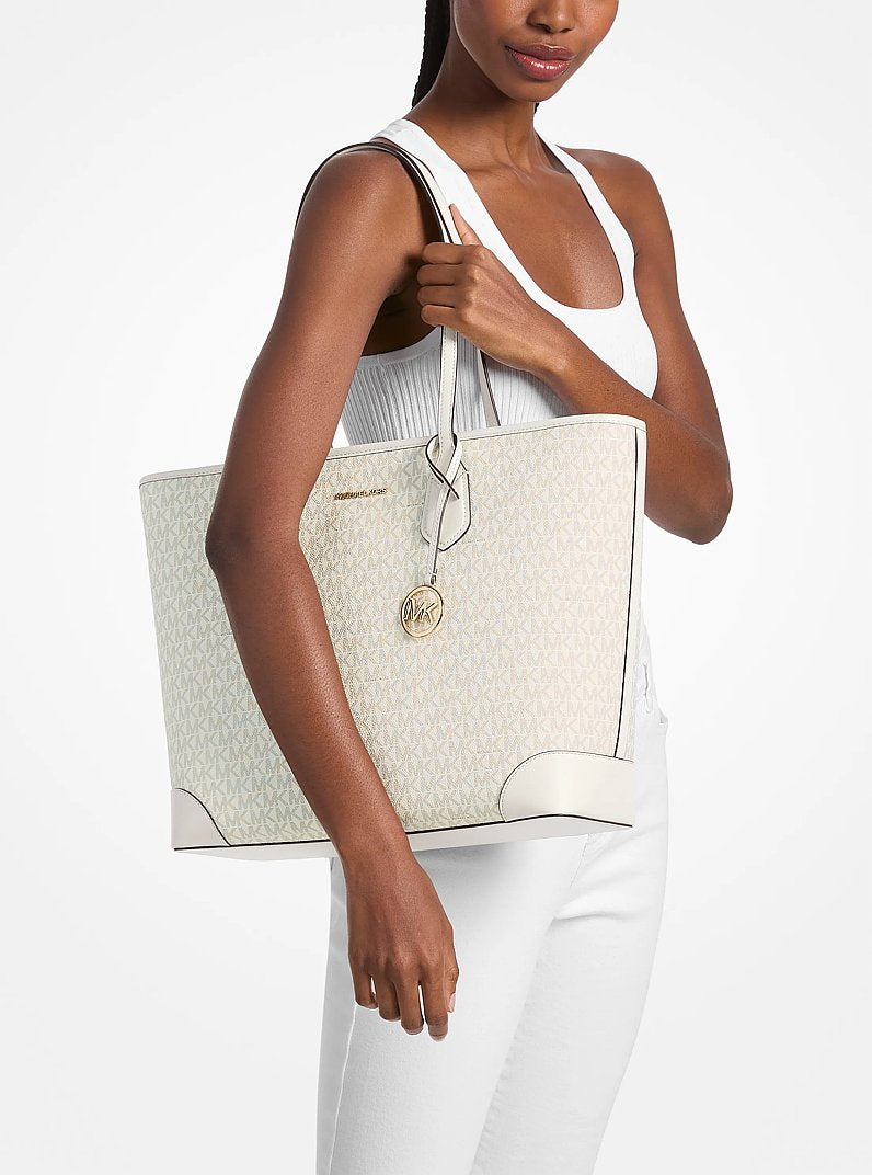 Michael Kors Eva Large Signature Logo Tote Bag-LT CRM MULTI