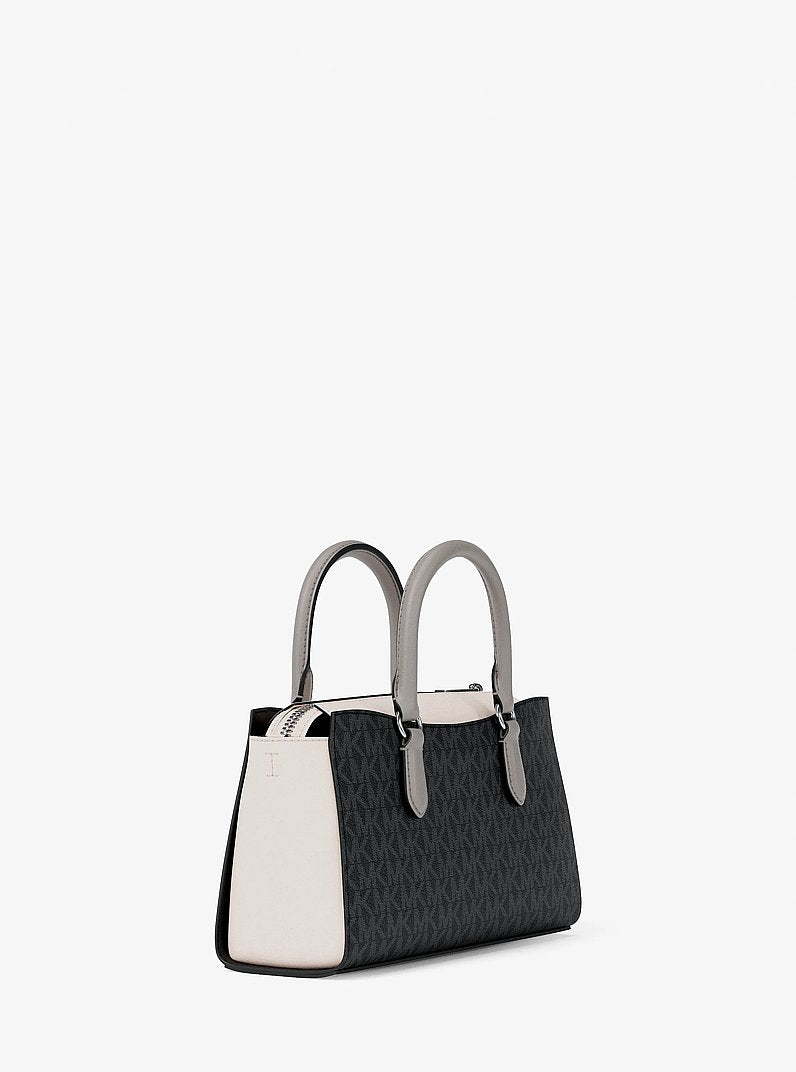 Michael Kors Arden Small Color-Block Signature Logo Messenger Bag-BLACK COMBO