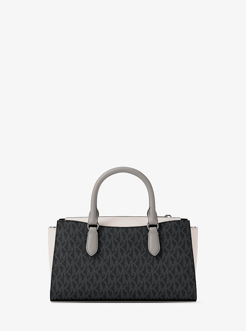 Michael Kors Arden Small Color-Block Signature Logo Messenger Bag-BLACK COMBO