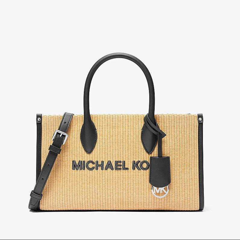 Michael Kors Mirella Medium Woven Satchel- BLACK