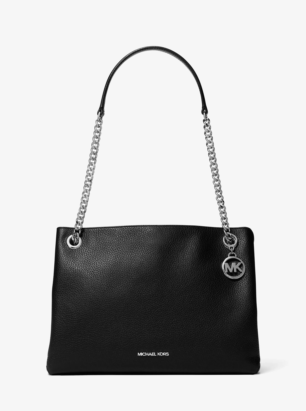 Michael Kors Christina Medium Pebbled Leather Messenger Bag-BLACK