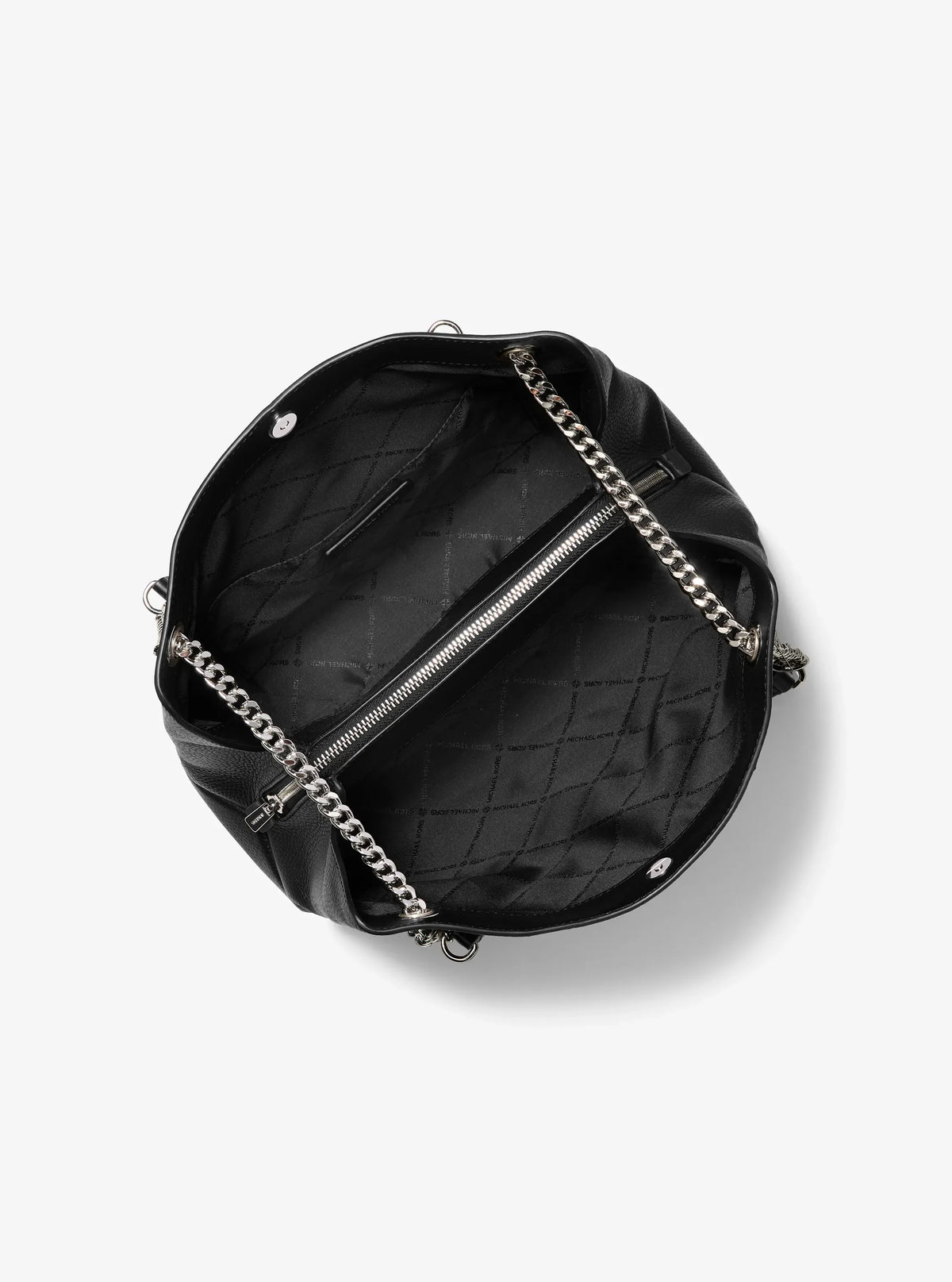 Michael Kors Christina Medium Pebbled Leather Messenger Bag-BLACK