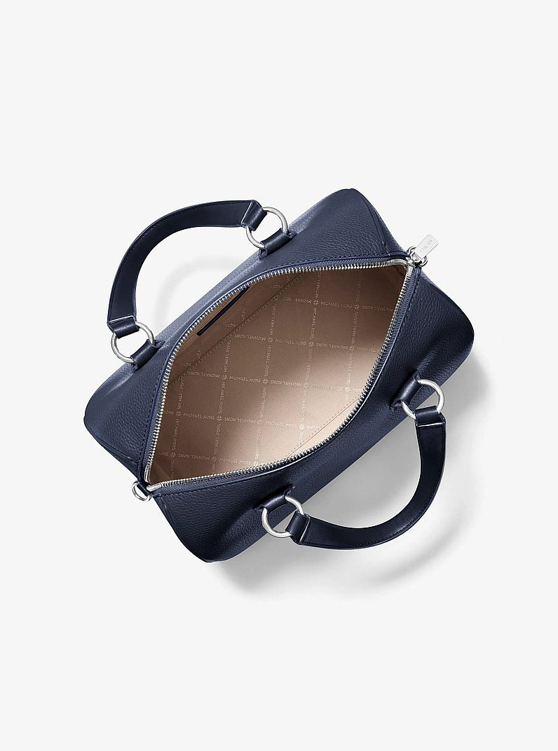 Michael Kors Grayson Medium Pebbled Leather Duffel Crossbody Bag -NAVY