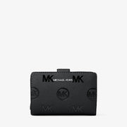Michael Kors Jet Set Travel Medium Logo Debossed Billfold Wallet-BLACK