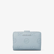 Michael Kors Jet Set Travel Medium Logo Debossed Billfold Wallet-PALE OCEAN